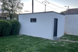 Garage toit terrasse en béton enduit